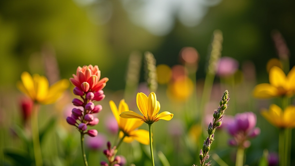 Vibrant native wildflowers and natural plantings in seasonal garden display