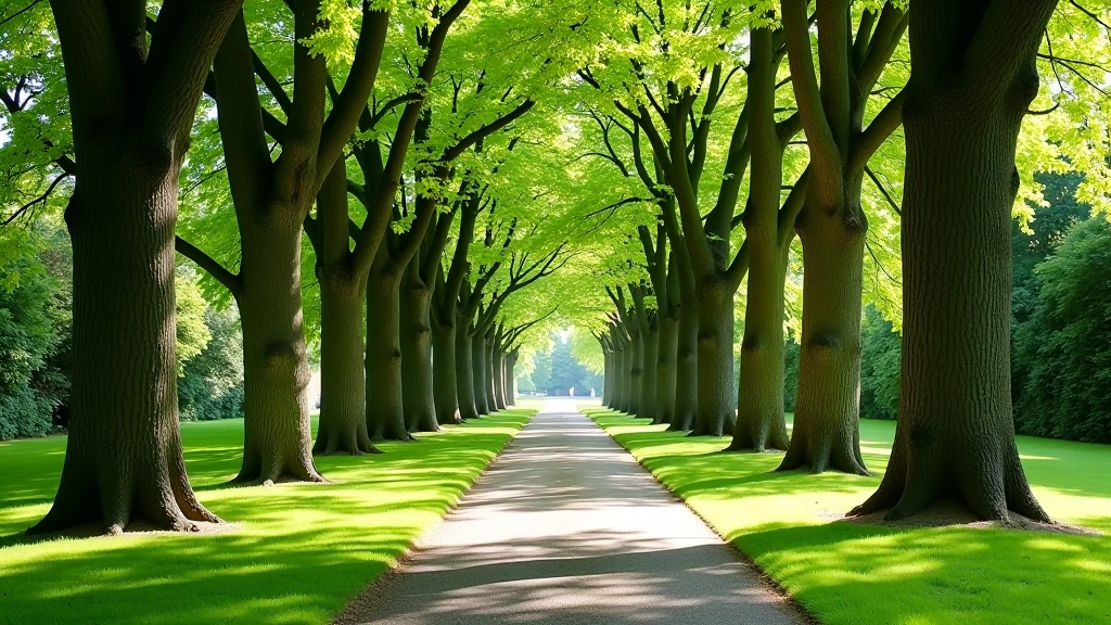 Lush Fota Island arboretum with mature trees creating a natural canopy over peaceful walking paths